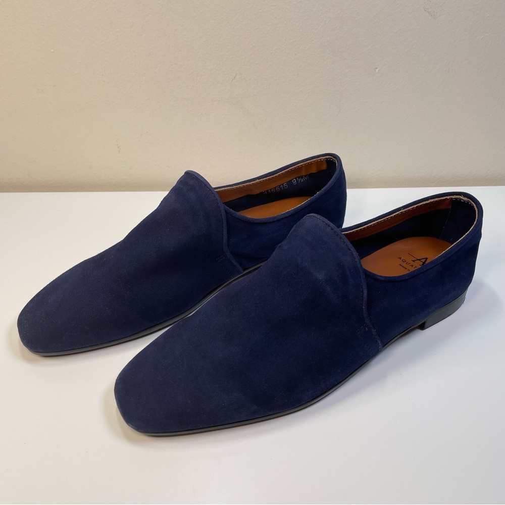 AQUATALIA Women's Revy Sapphire Sapphire Blue Soft Suede Loafer Weatherproof 8.5